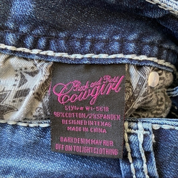 ROCK & Roll Cowgirl Mid Rise Bootcut Jeans 30x34 Embellished Pockets - Picture 9 of 12